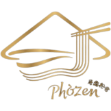 Phởzen brand logo with gold noodle icon and script on a transparent background.